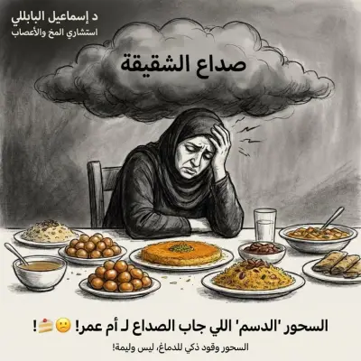 استشاري أعصاب يحذر من سحور الولائم في رمضان ويكشف علاقته بنوبات الشقيقة وهبوط السكر