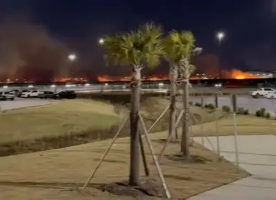 رحلة دلتا تعود إلى مطار سافانا بعد عطل محرك يتسبب في حريق عشبي كبير