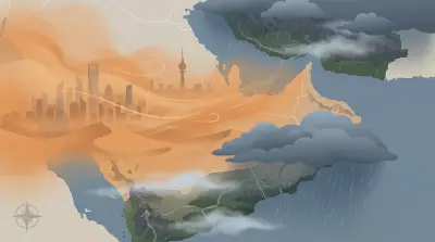 رياح نشطة وأتربة مثارة على معظم مناطق المملكة مع أمطار وضباب جنوباً وشمالاً