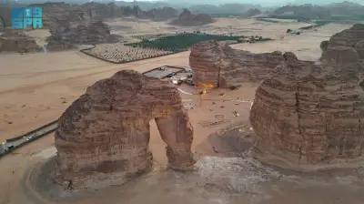 صخرة الفيل في العلا وجهة رمضانية مميزة للإفطار وسط التكوينات الصخرية