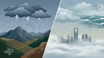 الأرصاد السعودية تحذر من أمطار رعدية على جازان وعسير والباحة مع ضباب بالرياض والشرقية