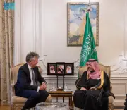 لقاء وزير الخارجية السعودي مع مستشار الأمن البريطاني في لندن