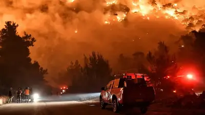 إخلاء مناطق سكنية في جزيرة يوبيا اليونانية بسبب حريق غابات كبير