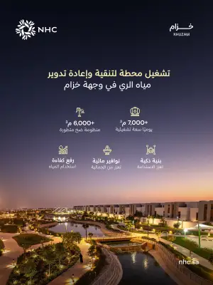 NHC تشغّل محطة لتنقية وإعادة تدوير مياه الري في وجهة خزام بالرياض